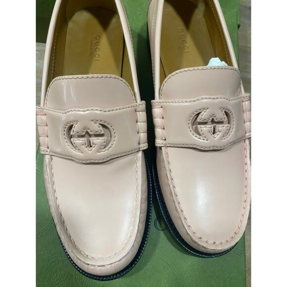Gucci Interlocking G Cut Out GG Classic Loafer Leather Pink 38.5 - Picture 6 of 8